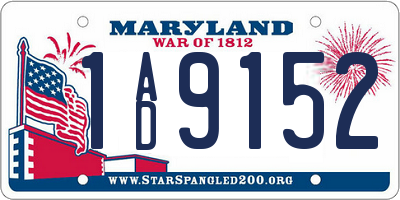 MD license plate 1AD9152