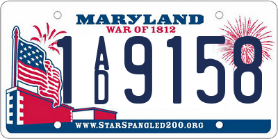 MD license plate 1AD9158