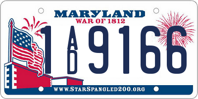 MD license plate 1AD9166