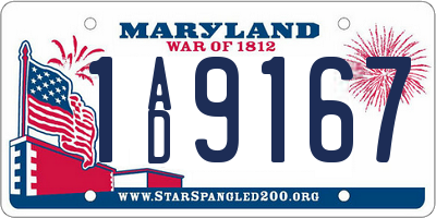 MD license plate 1AD9167
