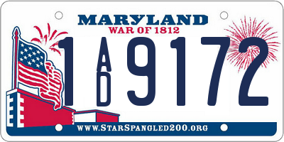 MD license plate 1AD9172