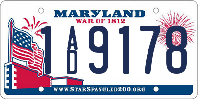 MD license plate 1AD9178