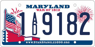 MD license plate 1AD9182