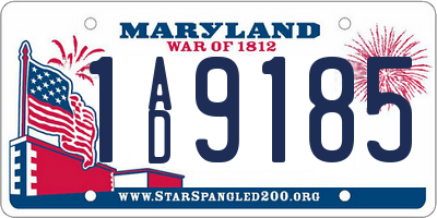 MD license plate 1AD9185