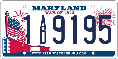 MD license plate 1AD9195