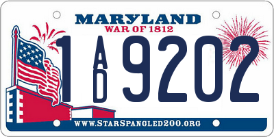 MD license plate 1AD9202