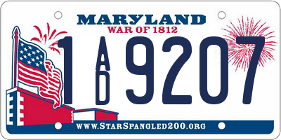 MD license plate 1AD9207