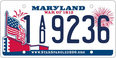 MD license plate 1AD9236