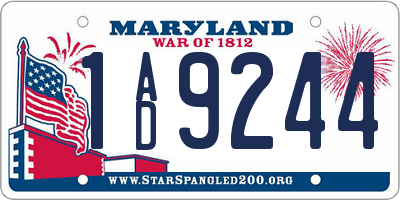 MD license plate 1AD9244