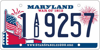MD license plate 1AD9257