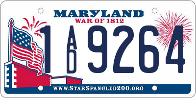 MD license plate 1AD9264