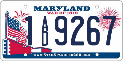 MD license plate 1AD9267