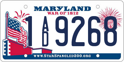 MD license plate 1AD9268