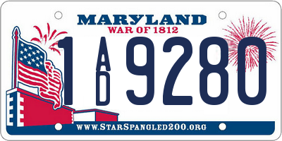 MD license plate 1AD9280