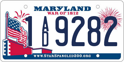 MD license plate 1AD9282