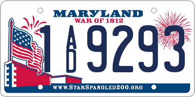 MD license plate 1AD9293