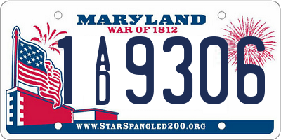 MD license plate 1AD9306