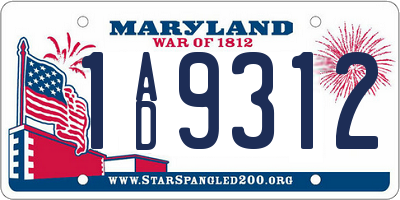 MD license plate 1AD9312