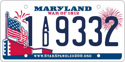MD license plate 1AD9332