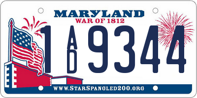MD license plate 1AD9344