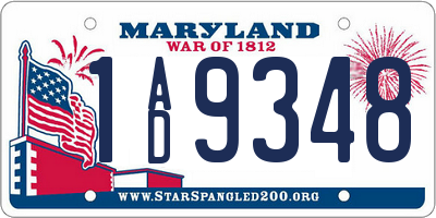 MD license plate 1AD9348