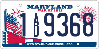 MD license plate 1AD9368