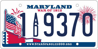 MD license plate 1AD9370