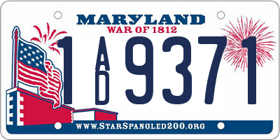 MD license plate 1AD9371