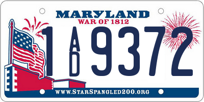 MD license plate 1AD9372