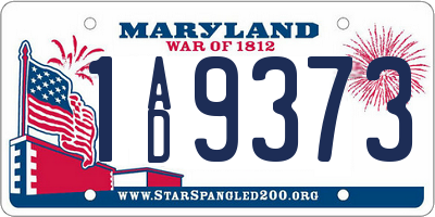 MD license plate 1AD9373