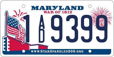 MD license plate 1AD9399