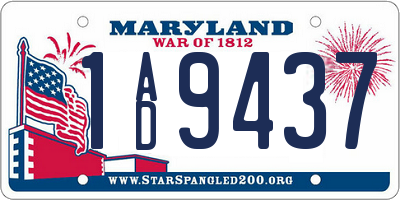MD license plate 1AD9437