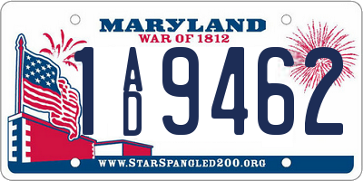 MD license plate 1AD9462