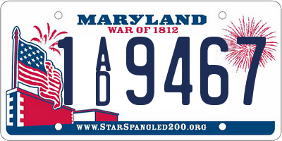 MD license plate 1AD9467