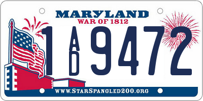 MD license plate 1AD9472