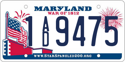 MD license plate 1AD9475