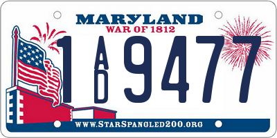 MD license plate 1AD9477