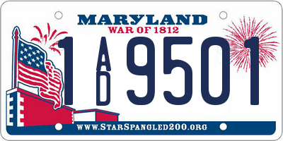 MD license plate 1AD9501