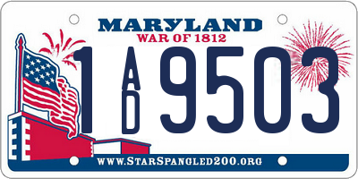MD license plate 1AD9503