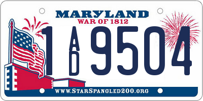 MD license plate 1AD9504