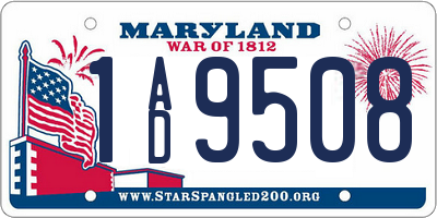 MD license plate 1AD9508
