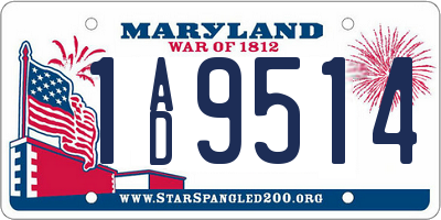 MD license plate 1AD9514