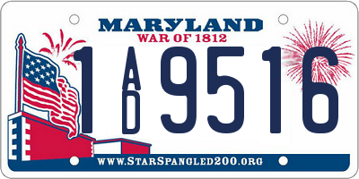 MD license plate 1AD9516