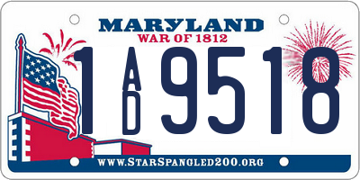 MD license plate 1AD9518