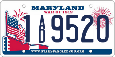 MD license plate 1AD9520