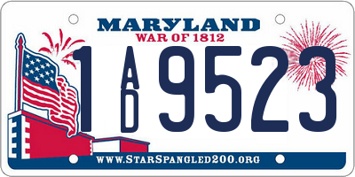 MD license plate 1AD9523