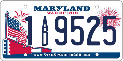 MD license plate 1AD9525