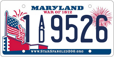 MD license plate 1AD9526