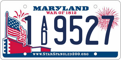 MD license plate 1AD9527
