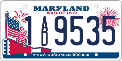 MD license plate 1AD9535